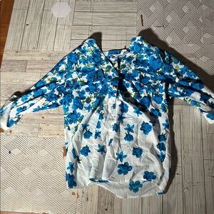 Calvin Klein Blue and White Floral Top
